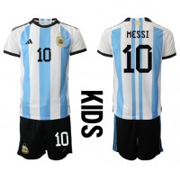 Argentina Lionel Messi #10 Hemmaställ Barn VM 2022 Korta ärmar (+ Korta byxor)